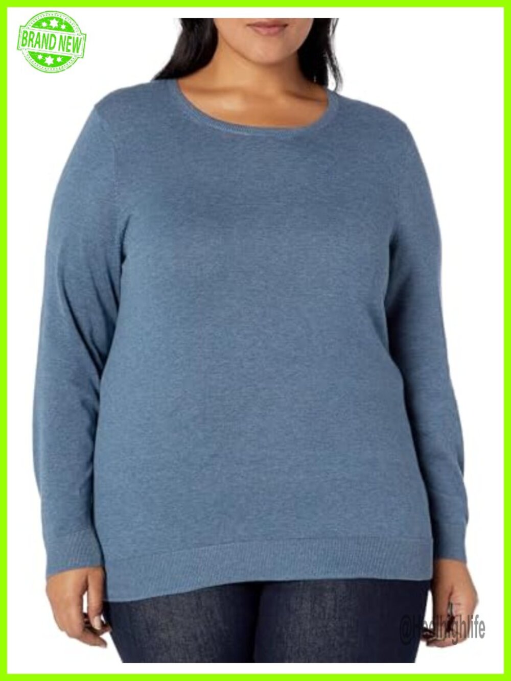Long Sleeve Lightweight Crewneck Sweater Cotton Blend Regular Fit